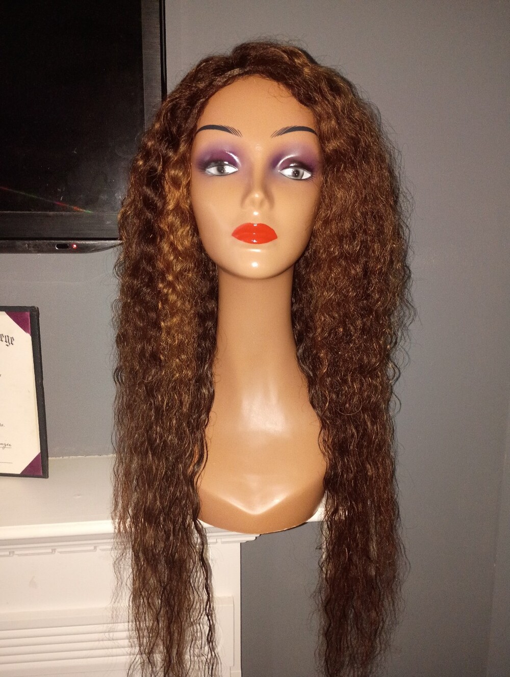 Long Curly Wig - Dark Brown